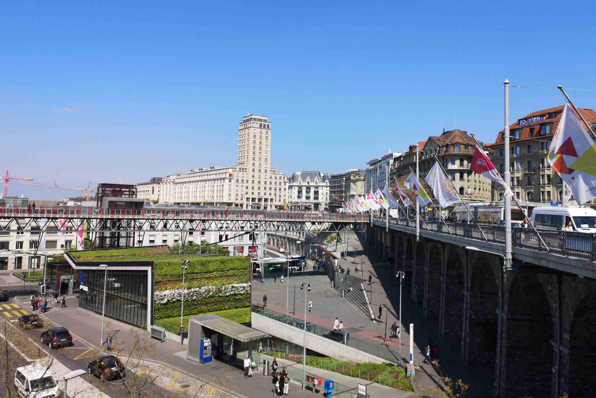 Switzerland Lausanne: Flon District and Rue de Bourg