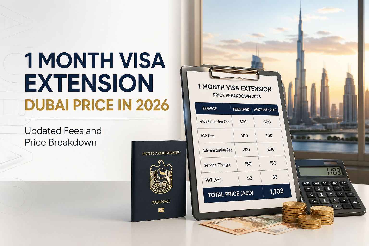 1 Month Visa Extension Dubai Price in 2026 Updated Fees and Price Breakdown
